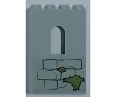 Panel 1 x 4 x 5 Wall with Window with Bricks, Dark Bluish Gray Mortar, and Olive Green Moss Pattern (Sticker) - Set 75947