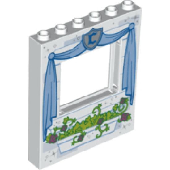 Panel 1 x 6 x 6 with Window with Curtains and Flower Box Pattern