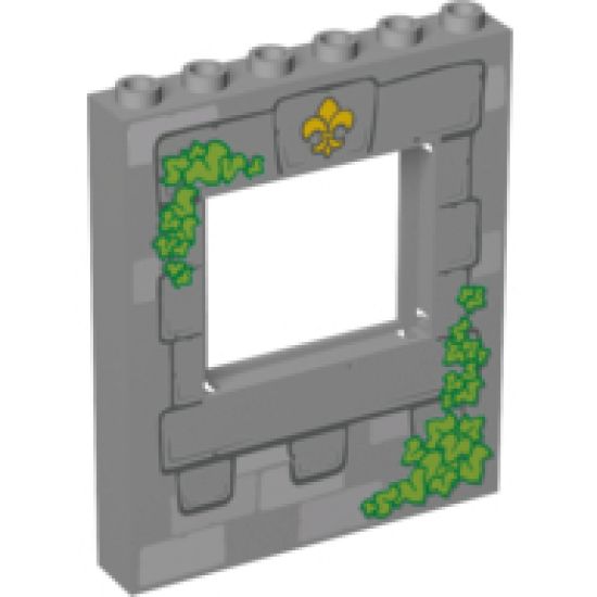 Panel 1 x 6 x 6 with Window with Fleur de Lis and Leaves Pattern