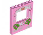 Panel 1 x 6 x 6 with Window with Light Pink Frame, Bricks, Crown, Butterfly, Roses and Leaves Pattern