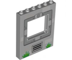 Panel 1 x 6 x 6 with Window with Silver Bolted Frame, Police Badge, Vent and Grass Pattern