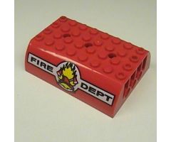 Slope, Curved 6 x 8 x 2 Double with 'FIRE DEPT', Fire, 2 Axes and Red Helmet Pattern