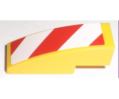 Slope, Curved 3 x 1 with Red and White Danger Stripes Pattern Left (Sticker) - Sets 7208 / 7630 / 7633 / 7936