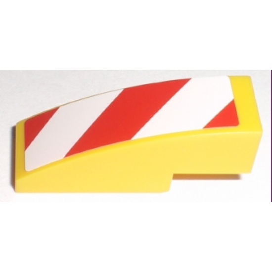 Slope, Curved 3 x 1 with Red and White Danger Stripes Pattern Left (Sticker) - Sets 7208 / 7630 / 7633 / 7936