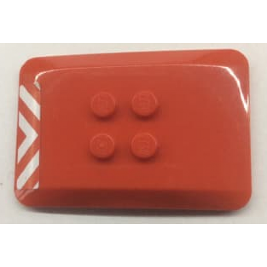 Wedge 6 x 4 x 2/3 Quad Curved with Red and White Chevron Stripes Pattern (Sticker) - Set 70813