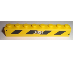 Brick 1 x 8 with White '7631' and Black and Yellow Danger Stripes Pattern Model Right (Sticker) - Set 7631