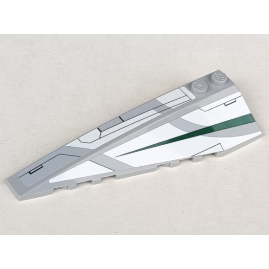 Wedge 10 x 3 Left with Jedi Starfighter Dark Green Pattern (Stickers) - Set 7868