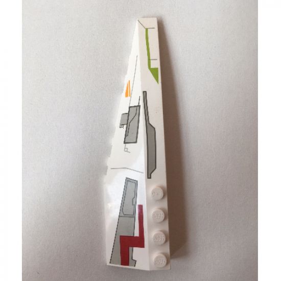 Wedge 12 x 3 Left with Gray Panels & Lime/Medium Orange/Dark Red Markings Pattern