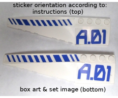 Wedge 12 x 3 Left with Blue Hash Lines and 'A.01' Pattern (Stickers) - Set 7700