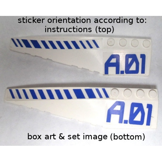Wedge 12 x 3 Left with Blue Hash Lines and 'A.01' Pattern (Stickers) - Set 7700