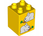 Duplo, Brick 2 x 2 x 2 with Two Rabbits Pattern