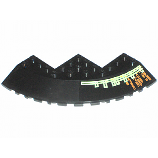 Brick, Round Corner 10 x 10 with Slope 33 Edge, Axle Hole, Facet Cutout with Light Bars and Alien Characters Pattern Model Right (Sticker) - Set 7699