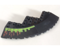 Brick, Round Corner 10 x 10 with Slope 33 Edge, Axle Hole, Facet Cutout with Light Bars and Alien Characters Left Pattern (Sticker) - Set 7693