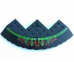 Brick, Round Corner 10 x 10 with Slope 33 Edge, Axle Hole, Facet Cutout with Light Bars and Alien Characters Pattern (Stickers) - Set 7692
