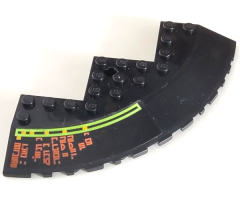 Brick, Round Corner 10 x 10 with Slope 33 Edge, Axle Hole, Facet Cutout with Light Bars and Alien Characters Pattern Model Left (Sticker) - Set 7697