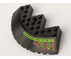 Brick, Round Corner 10 x 10 with Slope 33 Edge, Axle Hole, Facet Cutout with Light Bars and Alien Characters Pattern Model Right Side (Sticker) - Set 7690
