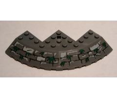 Brick, Round Corner 10 x 10 with Slope 33 Edge, Axle Hole, Facet Cutout with Bricks and Grass Pattern (Sticker) - Set 7623