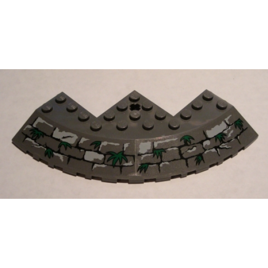 Brick, Round Corner 10 x 10 with Slope 33 Edge, Axle Hole, Facet Cutout with Bricks and Grass Pattern (Sticker) - Set 7623