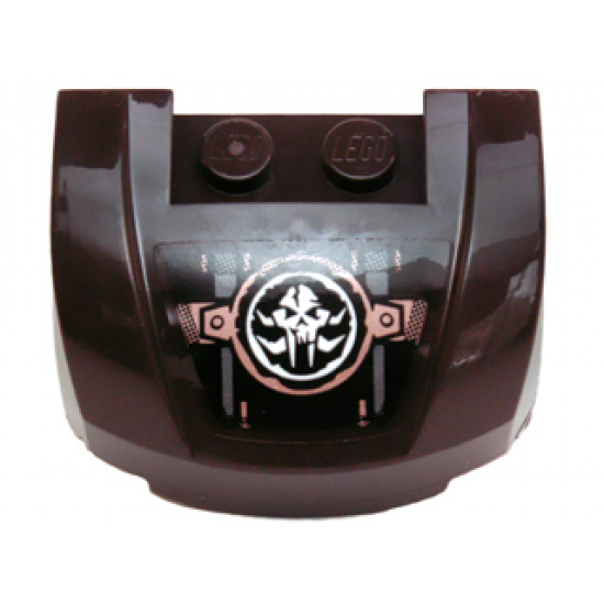 Vehicle, Mudguard 3 x 4 x 1 2/3 Curved Front with Grille with White Chima Mammoth Skull Emblem and Copper Rivets Pattern (Sticker) - Set 70226