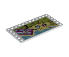 Tile, Modified 6 x 12 with Studs on Edges with Beach Towel, Bag, Shells, Surfboard, Ball and Shoes Pattern