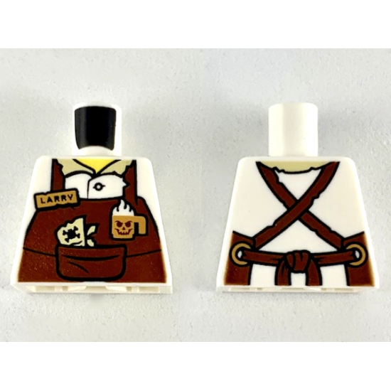 Torso Reddish Brown Apron with Cup, 'LARRY' Name Tag, Straps Pattern