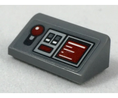 Slope 30 1 x 2 x 2/3 with Light Bluish Gray Control Panel, Dark Red Joystick, Buttons and Readout Pattern (Sticker) - Set 75175