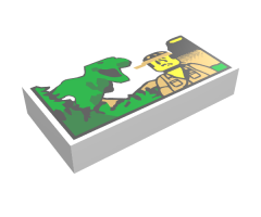 Tile 1 x 2 with Minifigure and Dinosaur Pattern