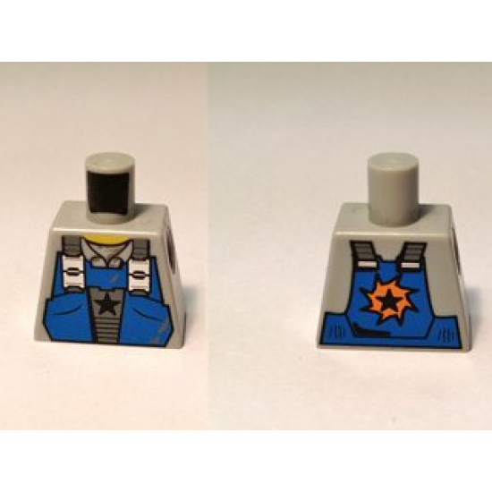 Torso Power Miners Blue Vest with Star over Shirt with Collar Pattern
