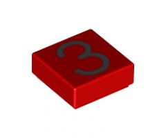 Tile 1 x 1 with Silver Number 3 Pattern