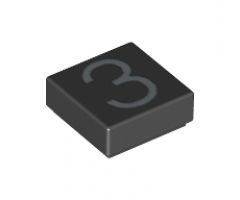 Tile 1 x 1 with Silver Number 3 Pattern