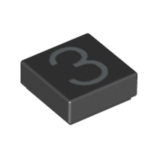 Tile 1 x 1 with Silver Number 3 Pattern