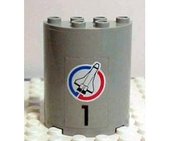 Cylinder Half 2 x 4 x 4 with Black Number 1 and Shuttle Pattern (Sticker) - Set 6339