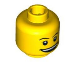 Minifigure, Head Dual Sided Thin Eyebrows, Open Smile / Surprised Pattern - Blocked Open Stud