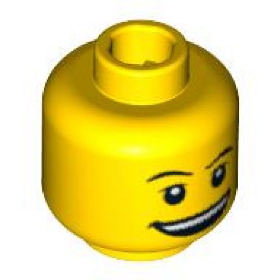 Minifigure, Head Dual Sided Thin Eyebrows, Open Smile / Surprised Pattern - Blocked Open Stud