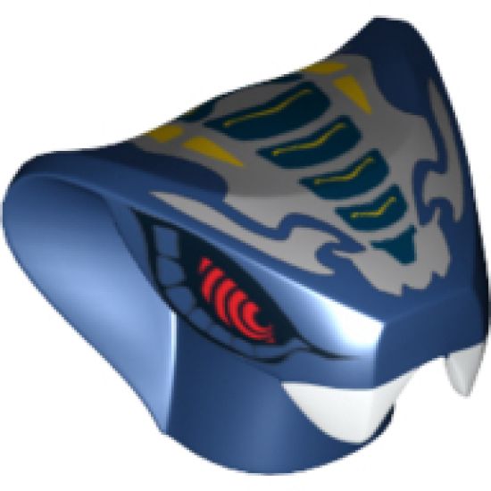 Minifigure, Head, Modified Snake with Light Bluish Gray and Yellow Scales Pattern (Mezmo)