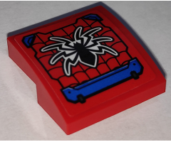 Slope, Curved 2 x 2 with Black Spider and Webbing with Blue Hull Plates Pattern (Sticker) - Set 76151