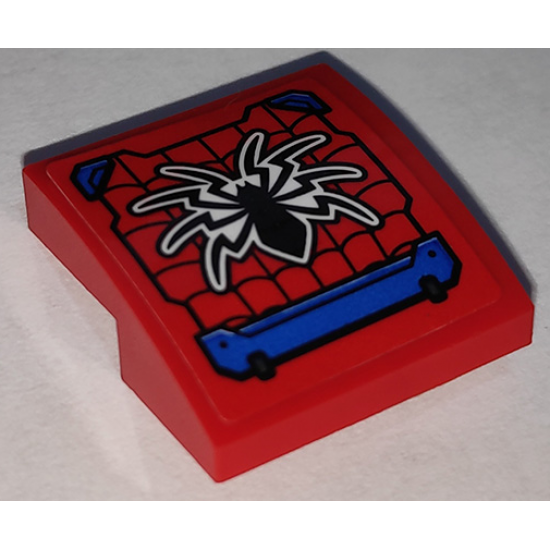 Slope, Curved 2 x 2 with Black Spider and Webbing with Blue Hull Plates Pattern (Sticker) - Set 76151