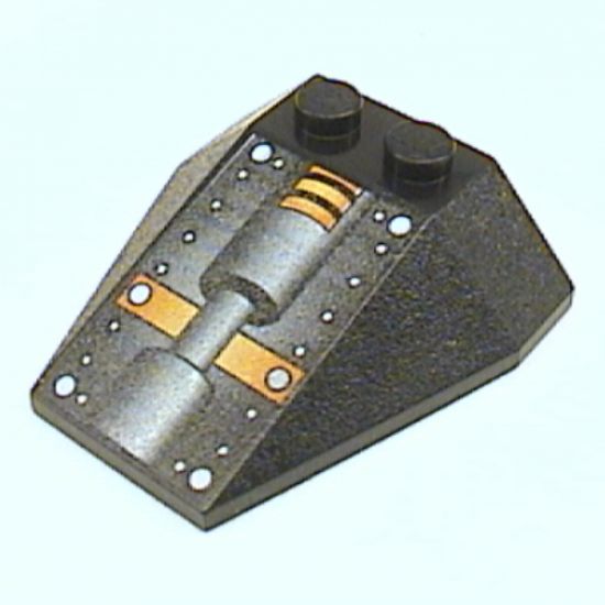 Wedge 4 x 4 Triple without Stud Notches with White Dots and Hydraulic Pattern (Stingray Engine)