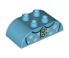 Duplo, Brick 2 x 4 Curved Top with Collar, Stars and 2 Yellow Buttons Pattern