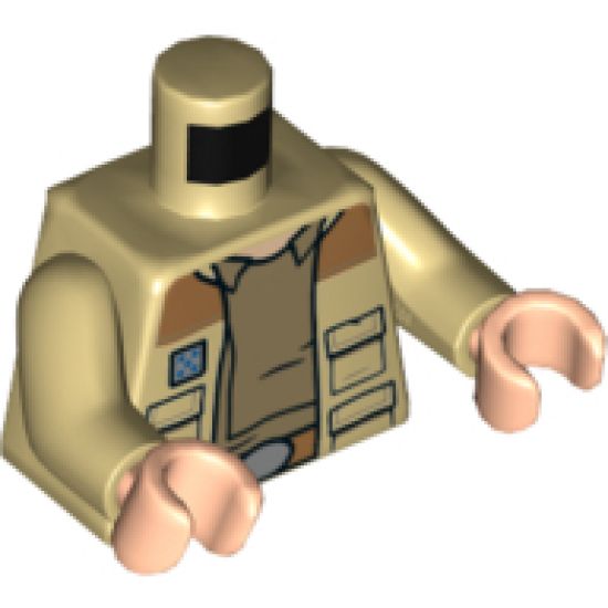 Torso SW Vest with Pockets and Dark Tan Shirt with Collar Pattern (Captain Antilles) / Tan Arms / Light Nougat Hands