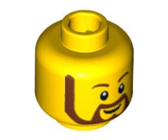 Minifigure, Head Beard Brown Rounded with White Pupils and Grin Pattern - Blocked Open Stud