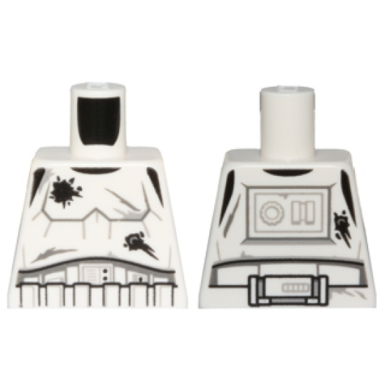 Torso SW Armor Stormtrooper, Detailed Armor without Shoulder Belts, Battle Damage with Scratches and Holes Pattern