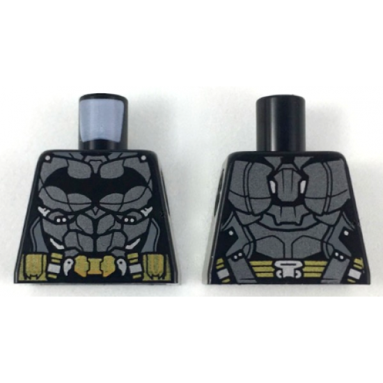 Torso Armor with Black Bat Logo, Pearl Dark Gray Breastplate, Gold Utility Belt Pattern