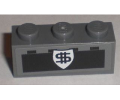 Brick 1 x 3 with Black Dollar Sign on White Badge and Black Brick Pattern (Sticker) - Set 8211
