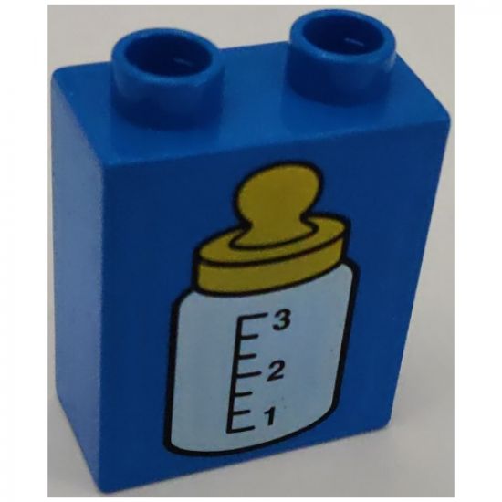 Duplo, Brick 1 x 2 x 2 with Baby Bottle Yellow Top Pattern