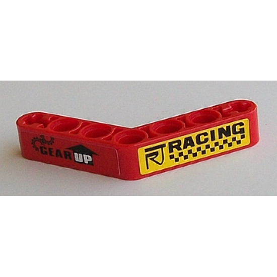 Technic, Liftarm 1 x 7 Bent (4 - 4) Thick with 'GEAR UP' and 'RACING' Pattern (Stickers) - Sets 8041 / 42041