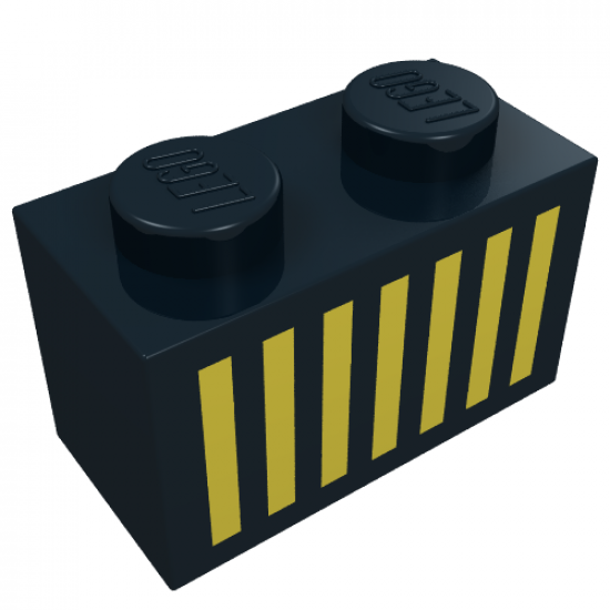 Brick 1 x 2 with Yellow Grille Pattern
