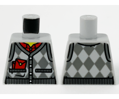 Torso Argyle Sweater Vest, Red Shirt and Envelopes, Dark Bluish Gray Hems and Patches Pattern