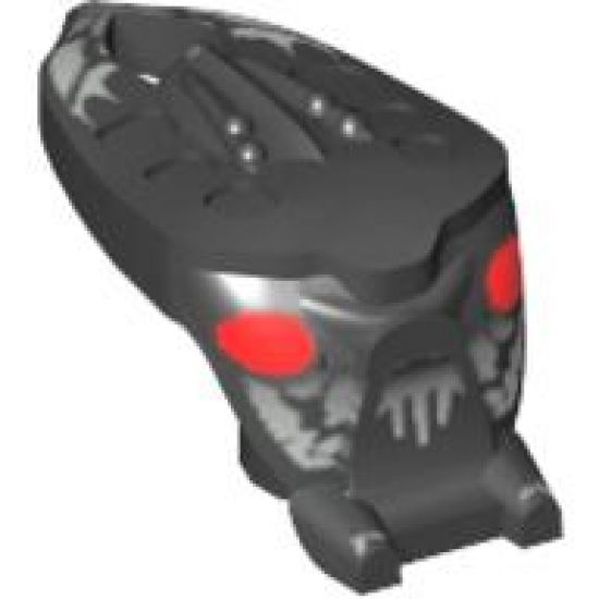 Minifigure, Head, Modified Bionicle Barraki Mantax with Red Eyes and Silver Pattern