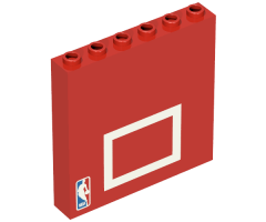 Brick 1 x 6 x 5 with NBA Logo and Basketball Backboard Pattern